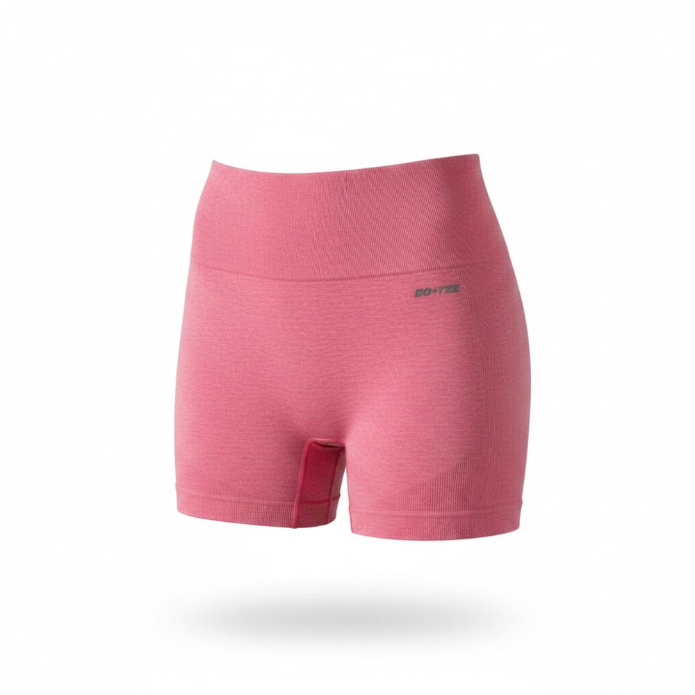 Bo+Tee Pink Seamless High-Waisted Workout Shorts